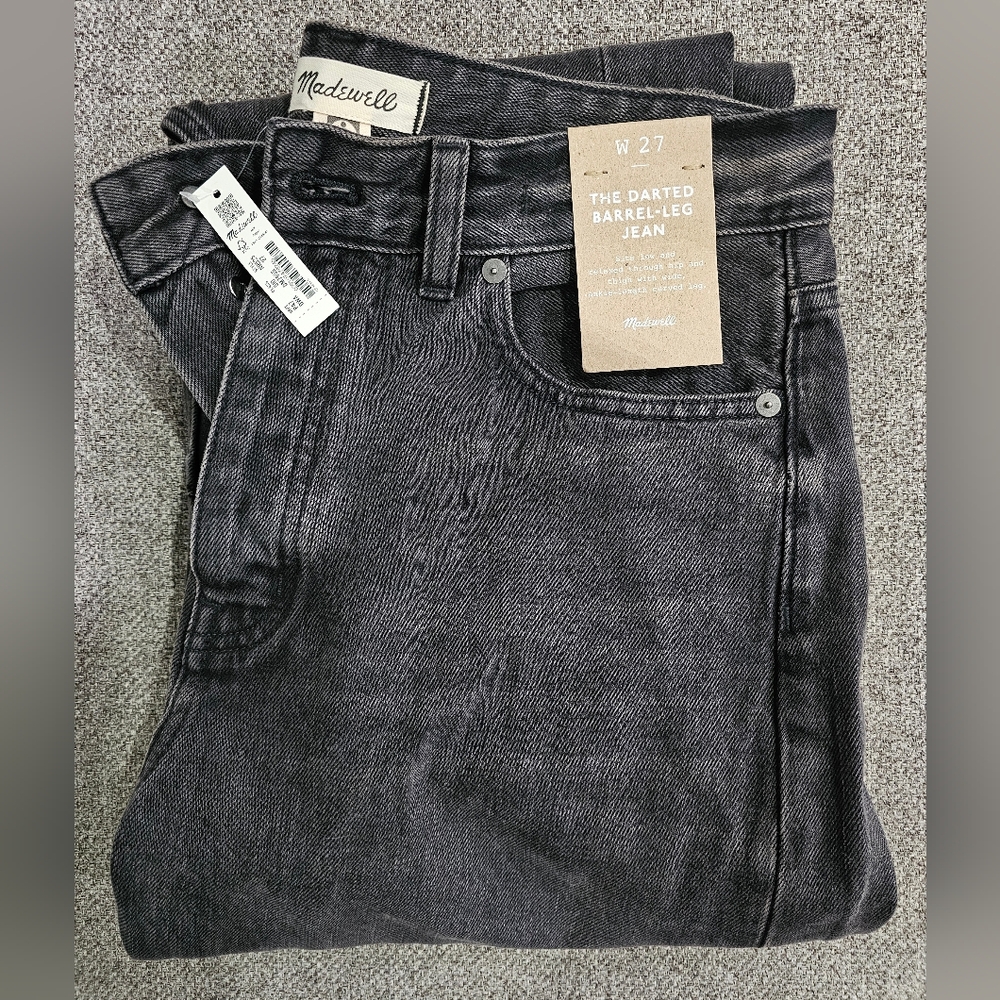 Madewell Black Darted Barrel-Leg Jeans Sz 27